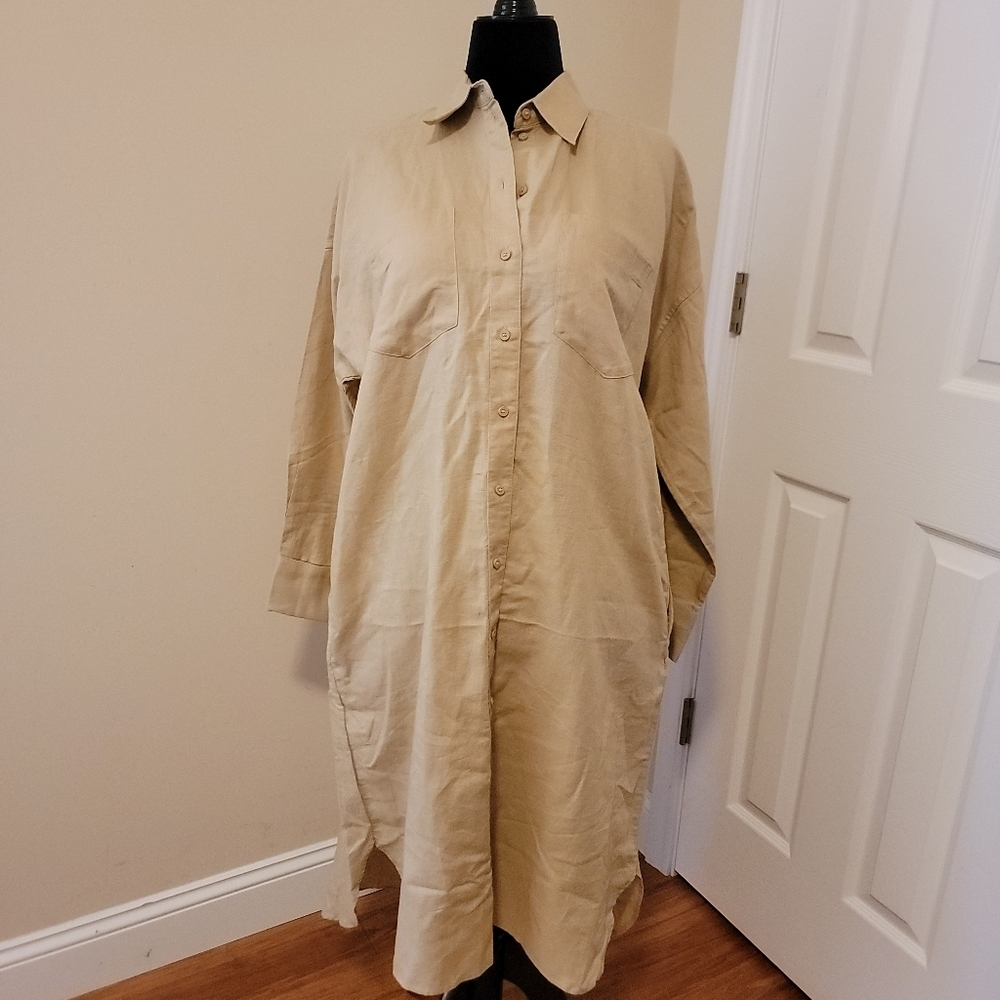 Esprit NWT Oversized Button Down Trench Coat Dress Size 8 - Picture 2 of 10